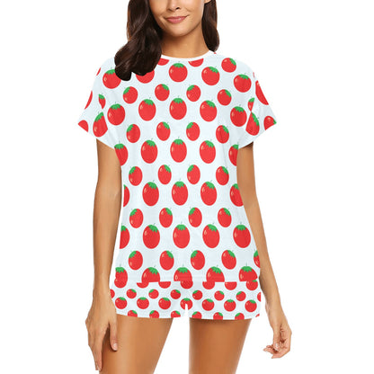 Tomato Print Design LKS307 Women's Short Pajama Set