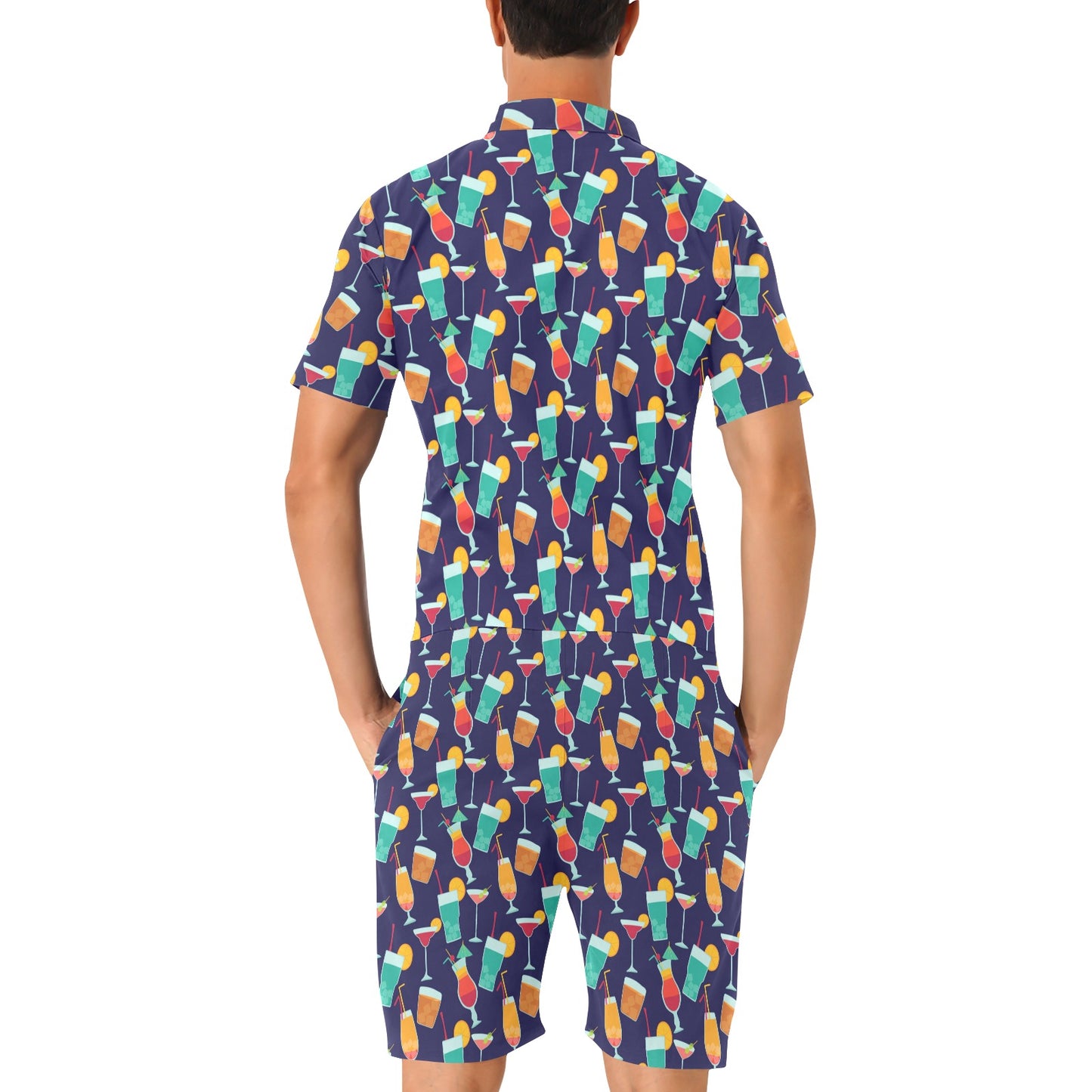 Cocktail Pattern Print Design 06 Men's Romper