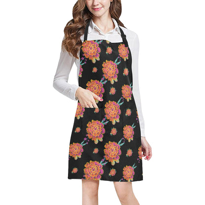 Marigold Pattern Print Design 01 Apron with Pocket