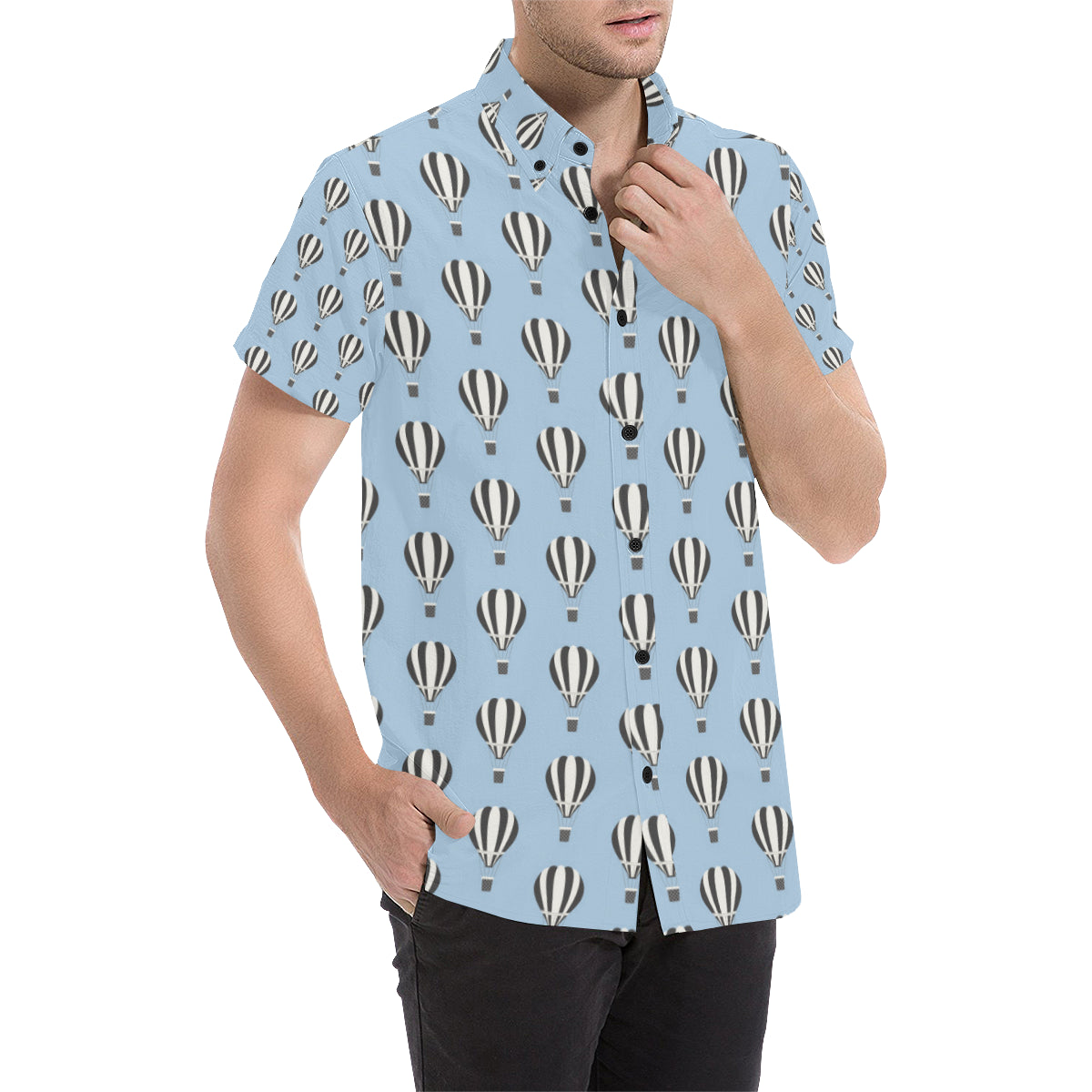 Ballon Pattern Print Design 05 Men's Short Sleeve Button Up Shirt