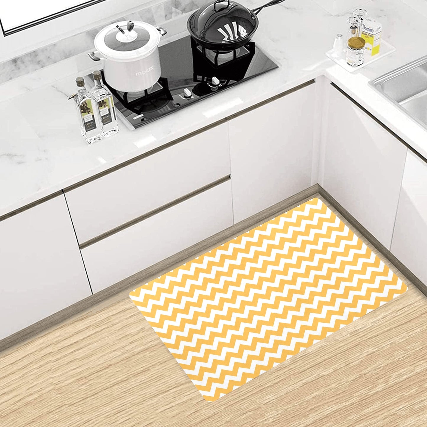 Chevron Orange Pattern Print Design 01 Kitchen Mat