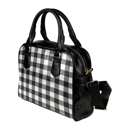 Buffalo check Black white Pattern Print Design 04 Shoulder Handbag