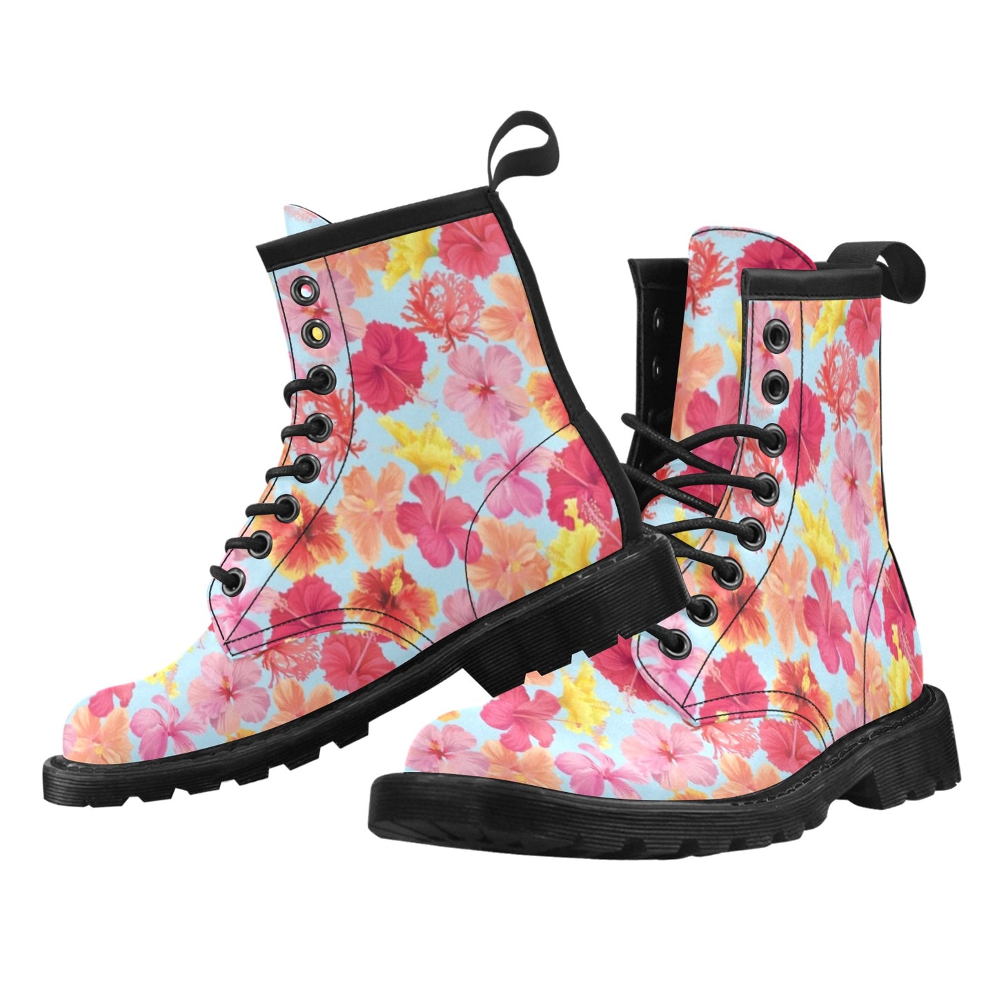 Hibiscus Pattern Print Design HB020 Women's Boots