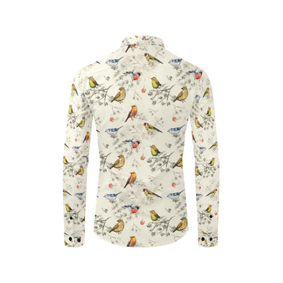 Bird Watercolor Design Pattern Men's Long Sleeve Shirt