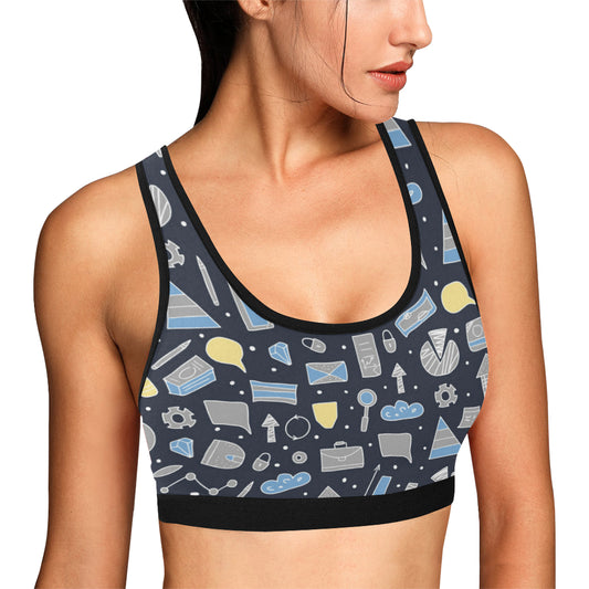 Accounting Financial Pattern Print Design 04 Sports Bra