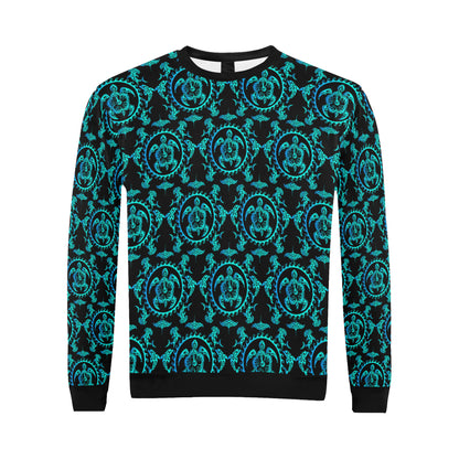 turquoise Tribal Sea Turtle Hawaiian Men Long Sleeve Sweatshirt
