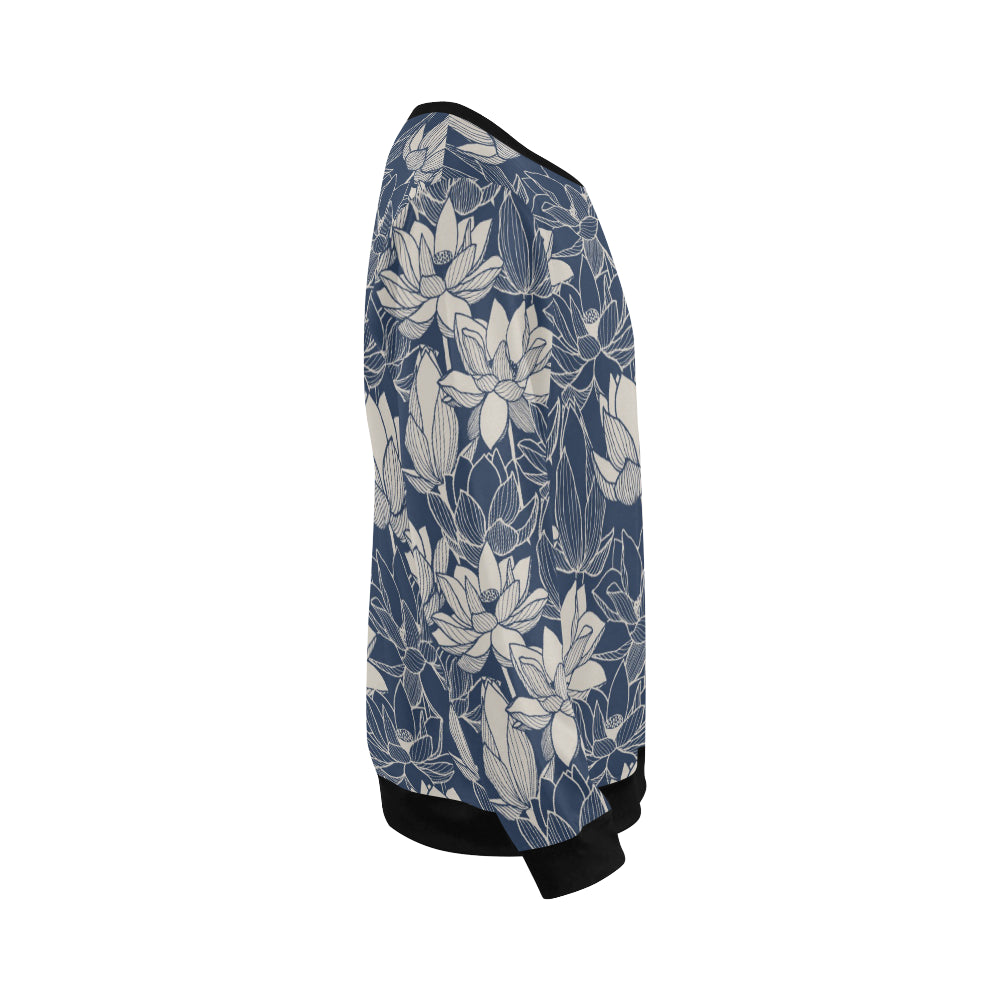 Water Lily Pattern Print Design WL04 Men Long Sleeve Sweatshirt