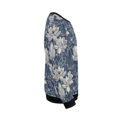 Water Lily Pattern Print Design WL04 Men Long Sleeve Sweatshirt