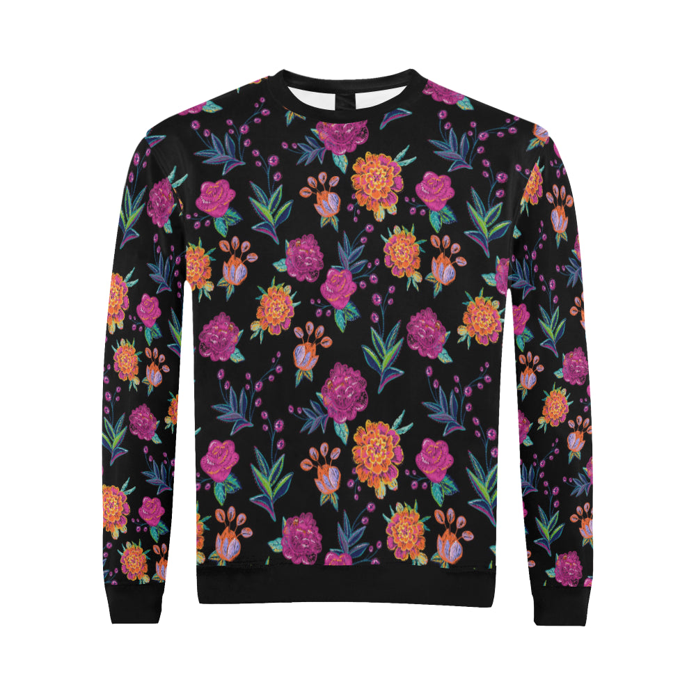 Marigold Pattern Print Design MR02 Men Long Sleeve Sweatshirt