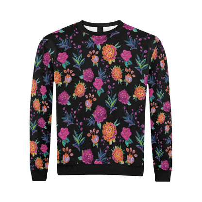 Marigold Pattern Print Design MR02 Men Long Sleeve Sweatshirt