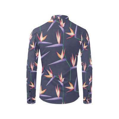 Bird Of Paradise Pattern Print Design BOP015 Men's Long Sleeve Shirt