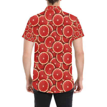 Grapefruit Pattern Print Design GF05 Men's Short Sleeve Button Up Shirt