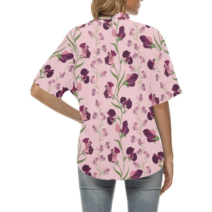 Peony Pattern Print Design PE09 Women's Hawaiian Shirt