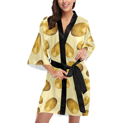 Potato Pattern Print Design A01 Women's Short Kimono