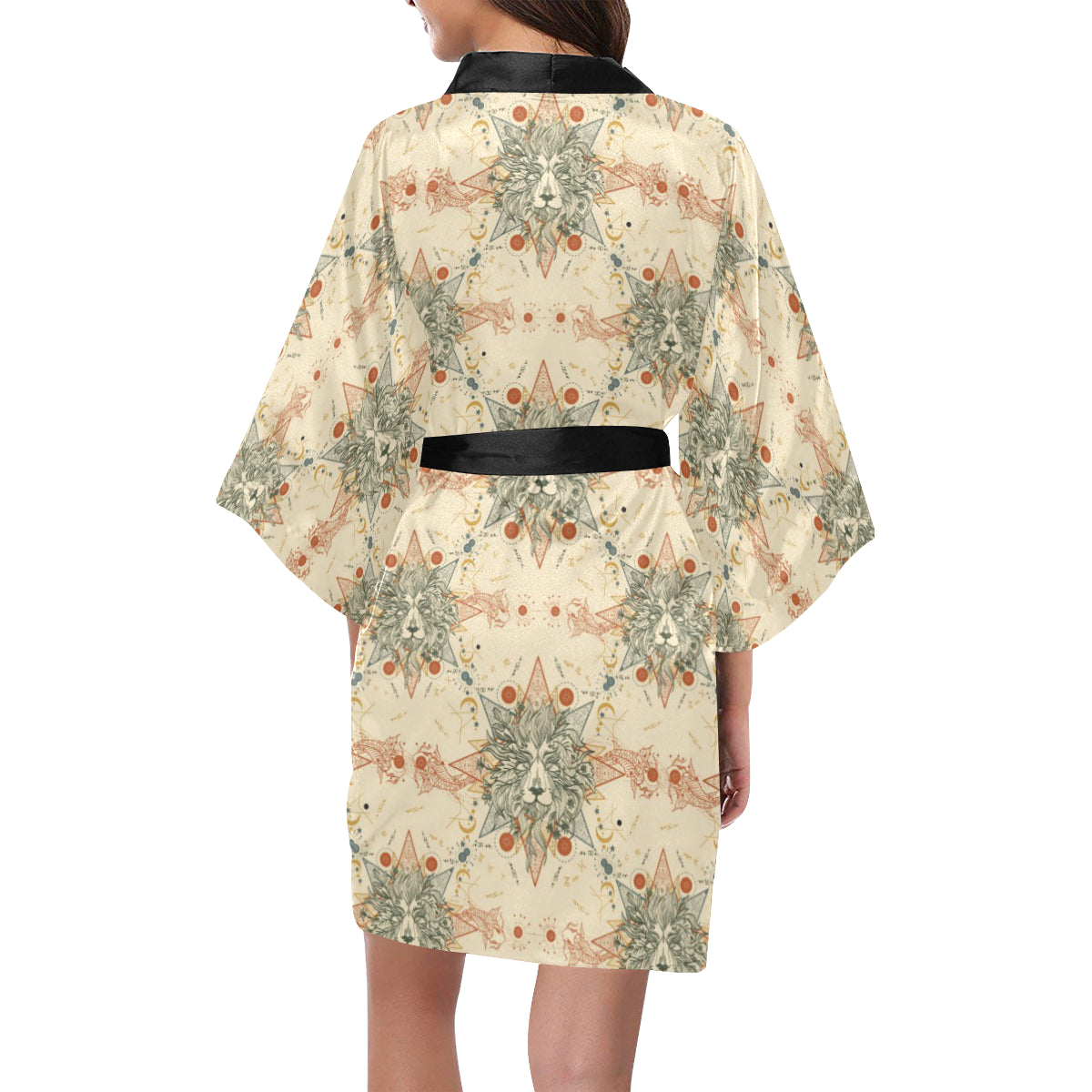 Leo Pattern Print Design 02 Women's Short Kimono