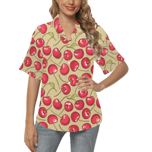 Cherry Pattern Print Design CH05 Women's Hawaiian Shirt