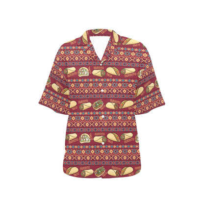 Burrito Taco Print Design LKS302 Women's Hawaiian Shirt
