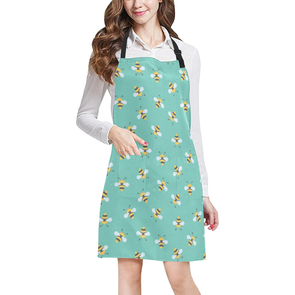 Bee Pattern Print Design 01 Apron with Pocket