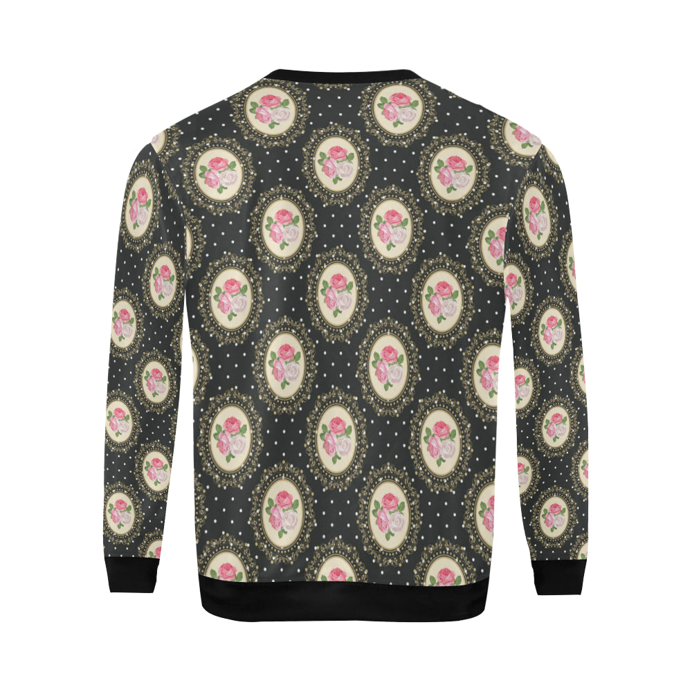 Rose Pattern Print Design RO015 Men Long Sleeve Sweatshirt