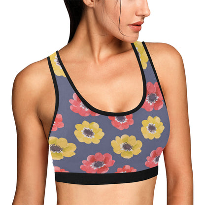 Anemone Pattern Print Design AM010 Sports Bra
