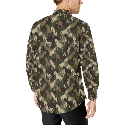 Horse Camo Themed Design Print Men's Long Sleeve Shirt