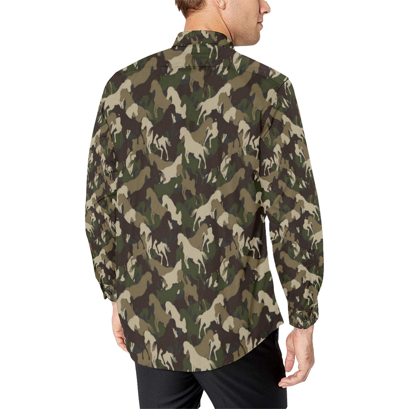 Horse Camo Themed Design Print Men's Long Sleeve Shirt