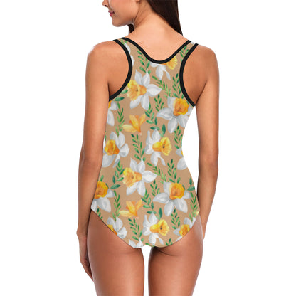 Daffodils Pattern Print Design DF04 Women Swimsuit