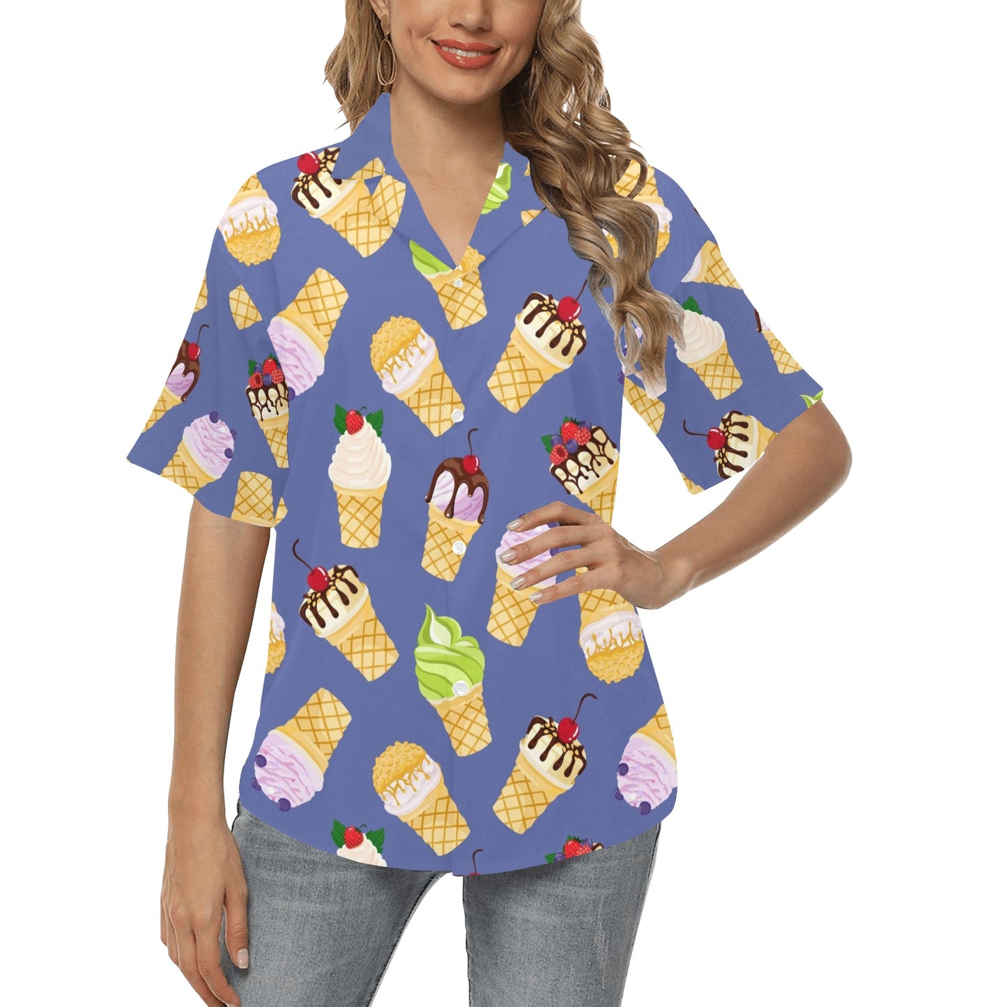 Ice Cream Pattern Print Design IC03 Women's Hawaiian Shirt