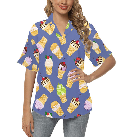 Ice Cream Pattern Print Design IC03 Women's Hawaiian Shirt