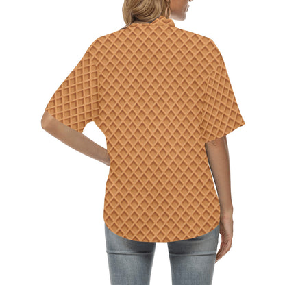 Waffle Texture Print Design LKS301 Women's Hawaiian Shirt