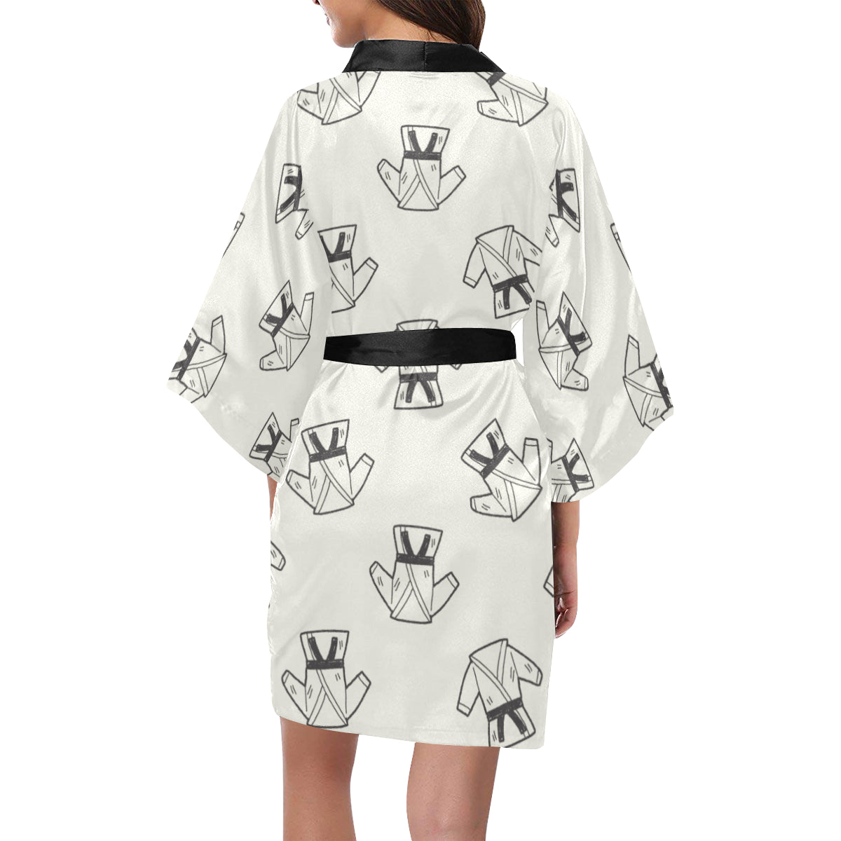 Karate Pattern Print Design 01 Women's Short Kimono