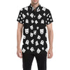 Acting Mask Pattern Print Design 03 Men's Short Sleeve Button Up Shirt