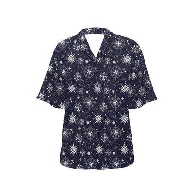 Nautical Sky Design Themed Print Women's Hawaiian Shirt