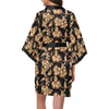 Brown Hibiscus Pattern Print Design HB06 Women's Short Kimono