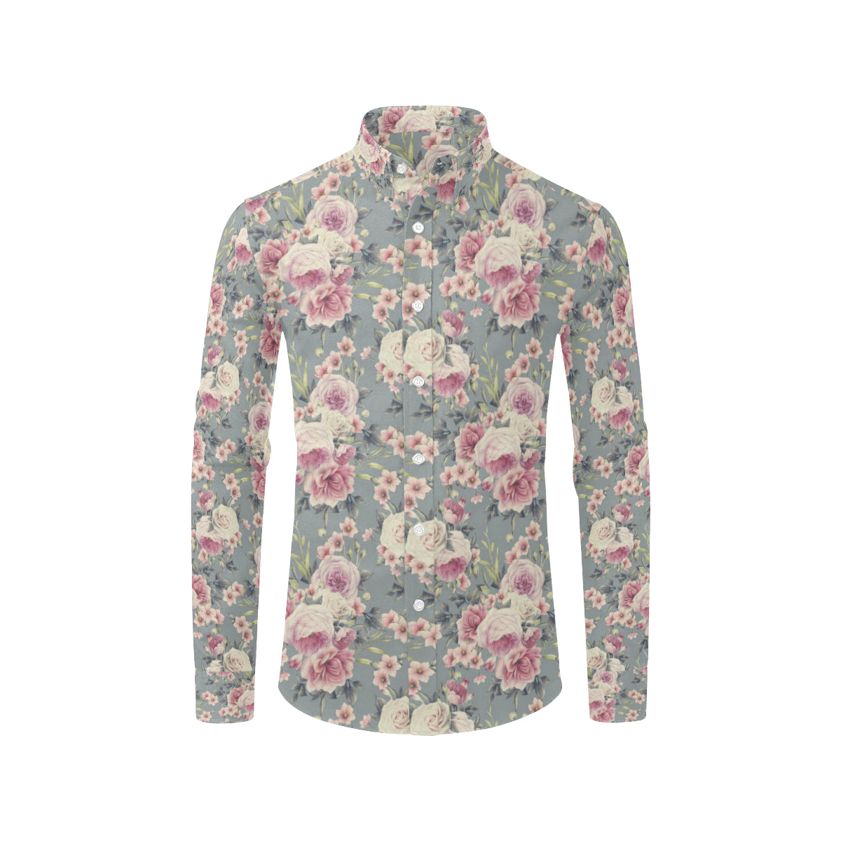 Peony Pattern Print Design PE05 Men's Long Sleeve Shirt