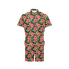 Red Hibiscus Pattern Print Design HB07 Men's Romper