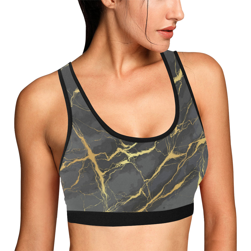 Marble Pattern Print Design 02 Sports Bra