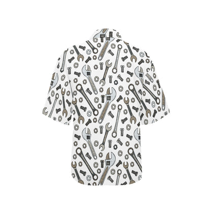 Mechanic Pattern Print Design 03 Women's Hawaiian Shirt