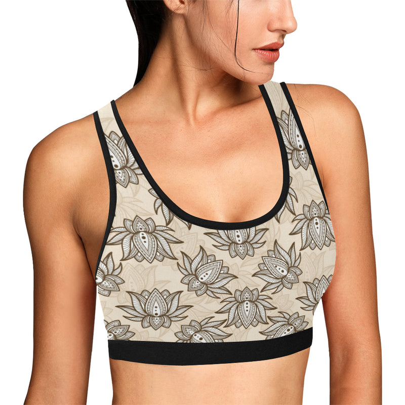 lotus Boho Pattern Print Design LO05 Sports Bra