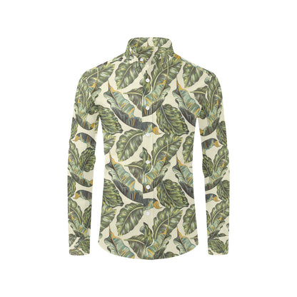 Banana Leaf Pattern Print Design BL08 Men's Long Sleeve Shirt