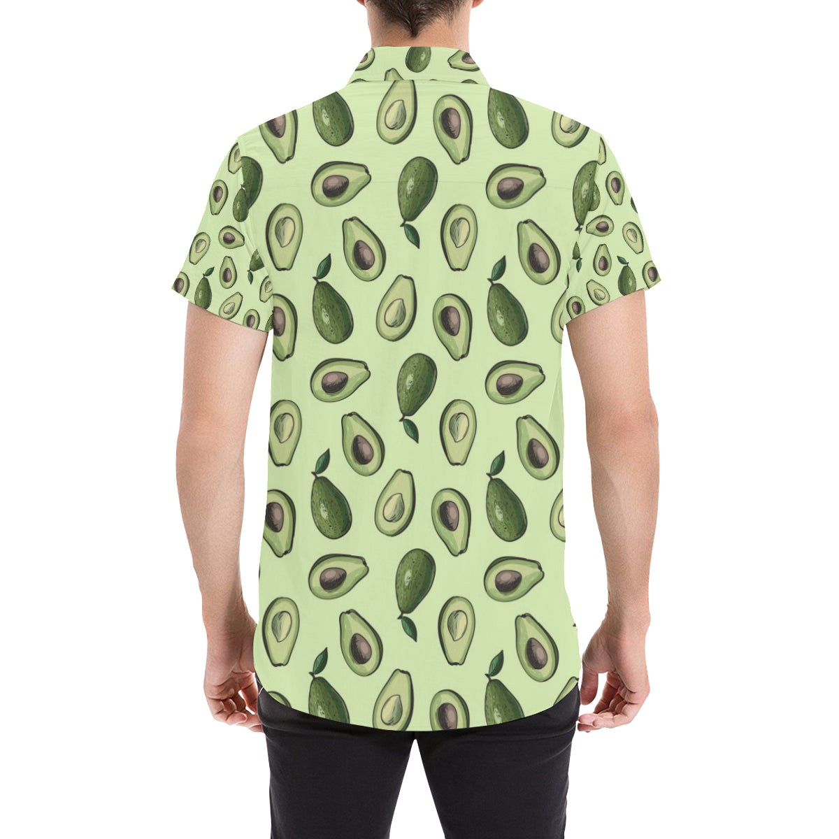 Avocado Pattern Print Design 02 Men's Short Sleeve Button Up Shirt