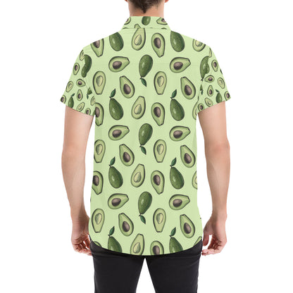 Avocado Pattern Print Design 02 Men's Short Sleeve Button Up Shirt