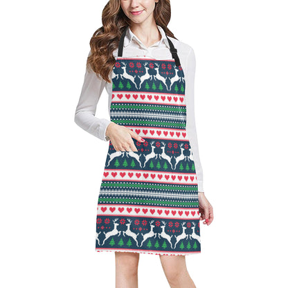 Reindeer Pattern Print Design 03 Apron with Pocket