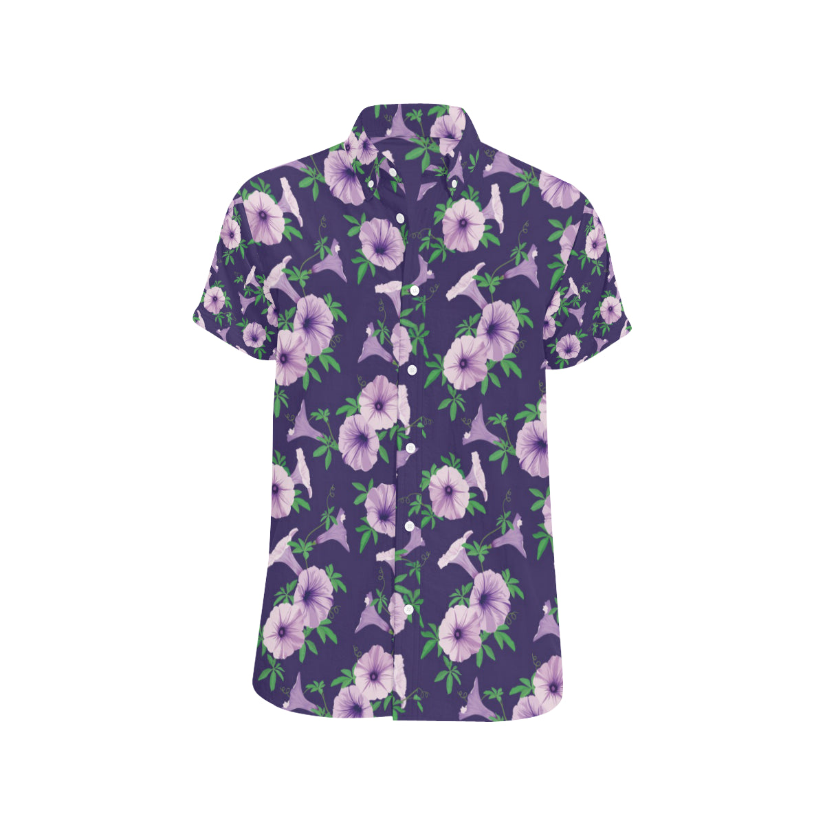 Morning Glory Pattern Print Design MG01 Men's Short Sleeve Button Up Shirt