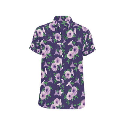 Morning Glory Pattern Print Design MG01 Men's Short Sleeve Button Up Shirt