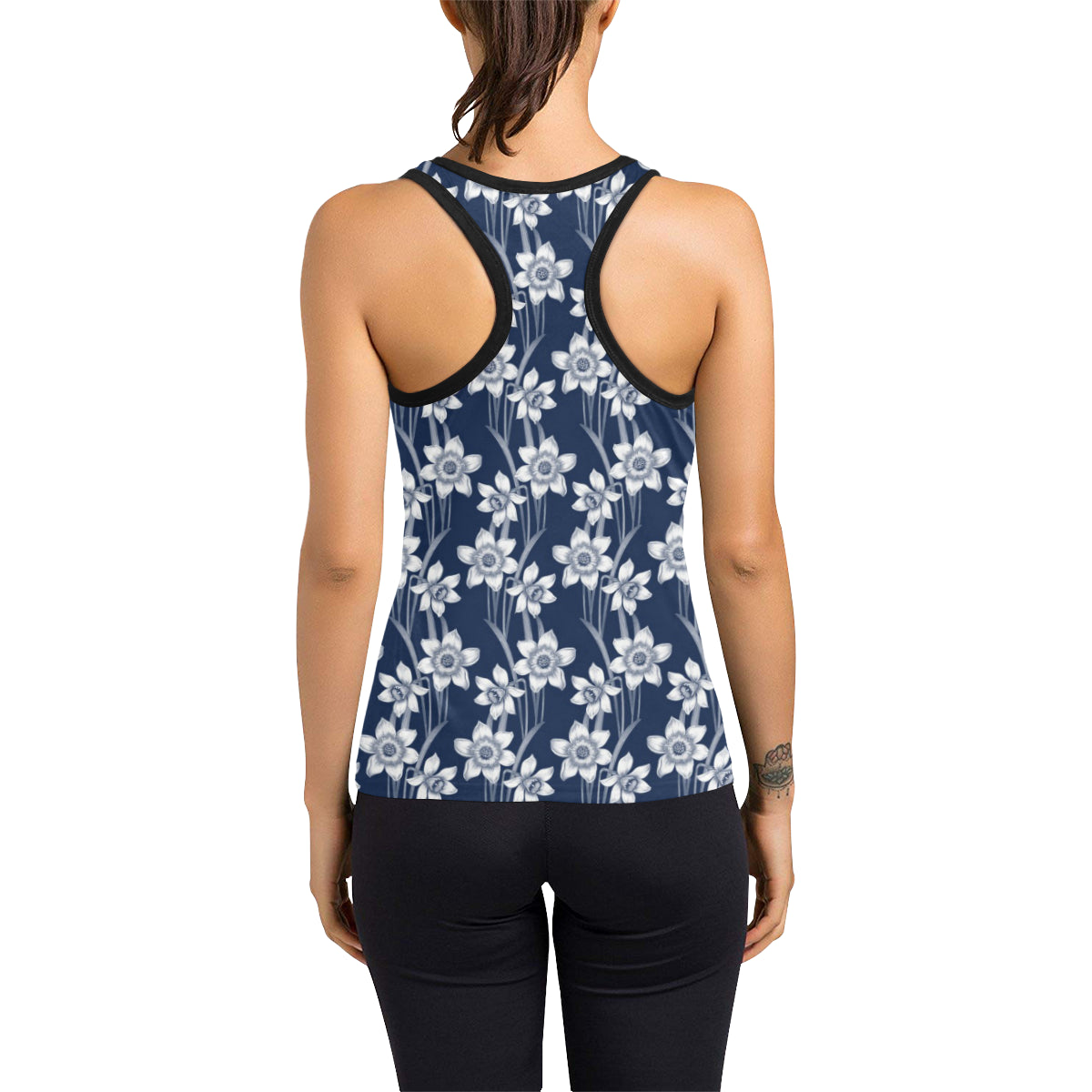 Daffodils Pattern Print Design DF09 Women's Racerback Tank Top