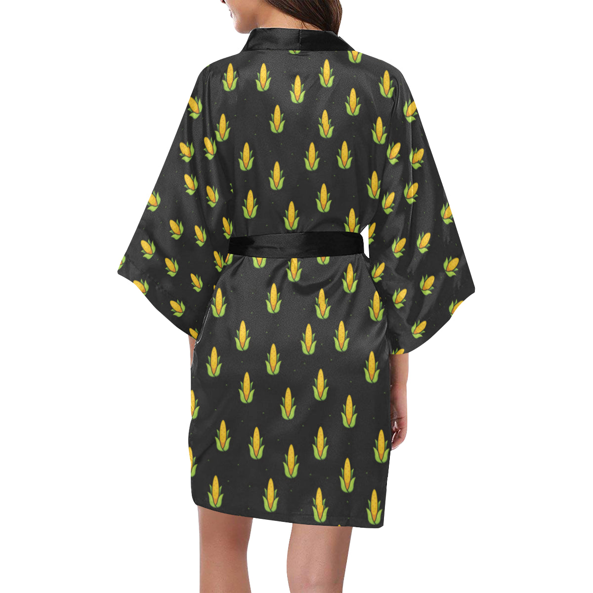 Corn Pattern Print Design 04 Women's Short Kimono
