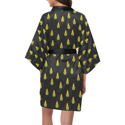 Corn Pattern Print Design 04 Women's Short Kimono