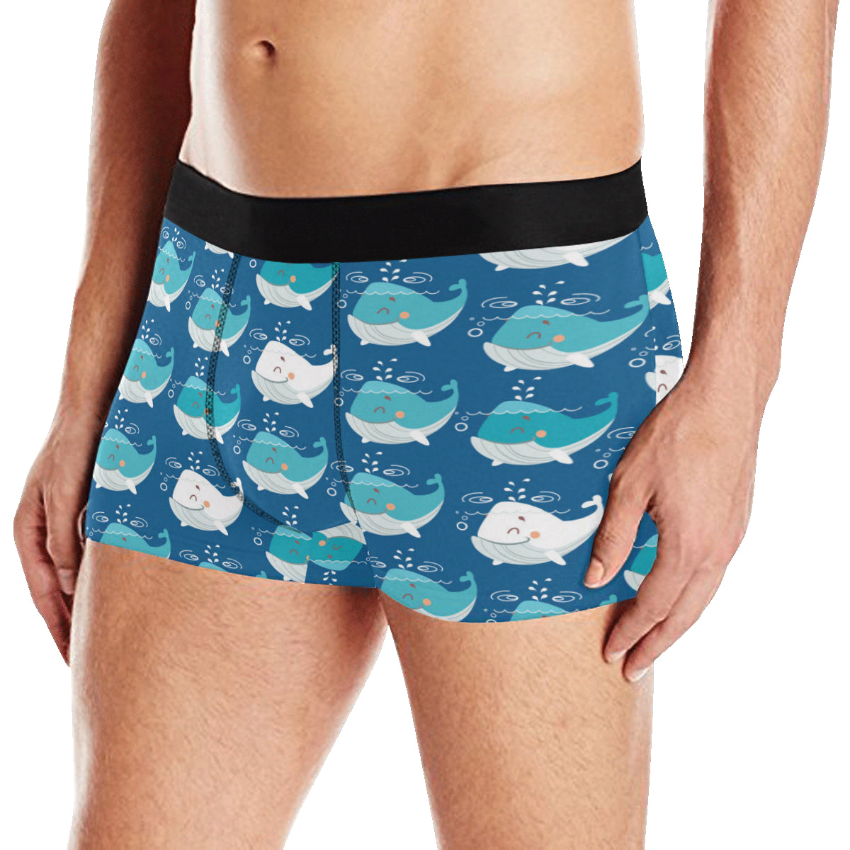 Blue Whale Pattern Print Design 01 Men's Boxer Briefs