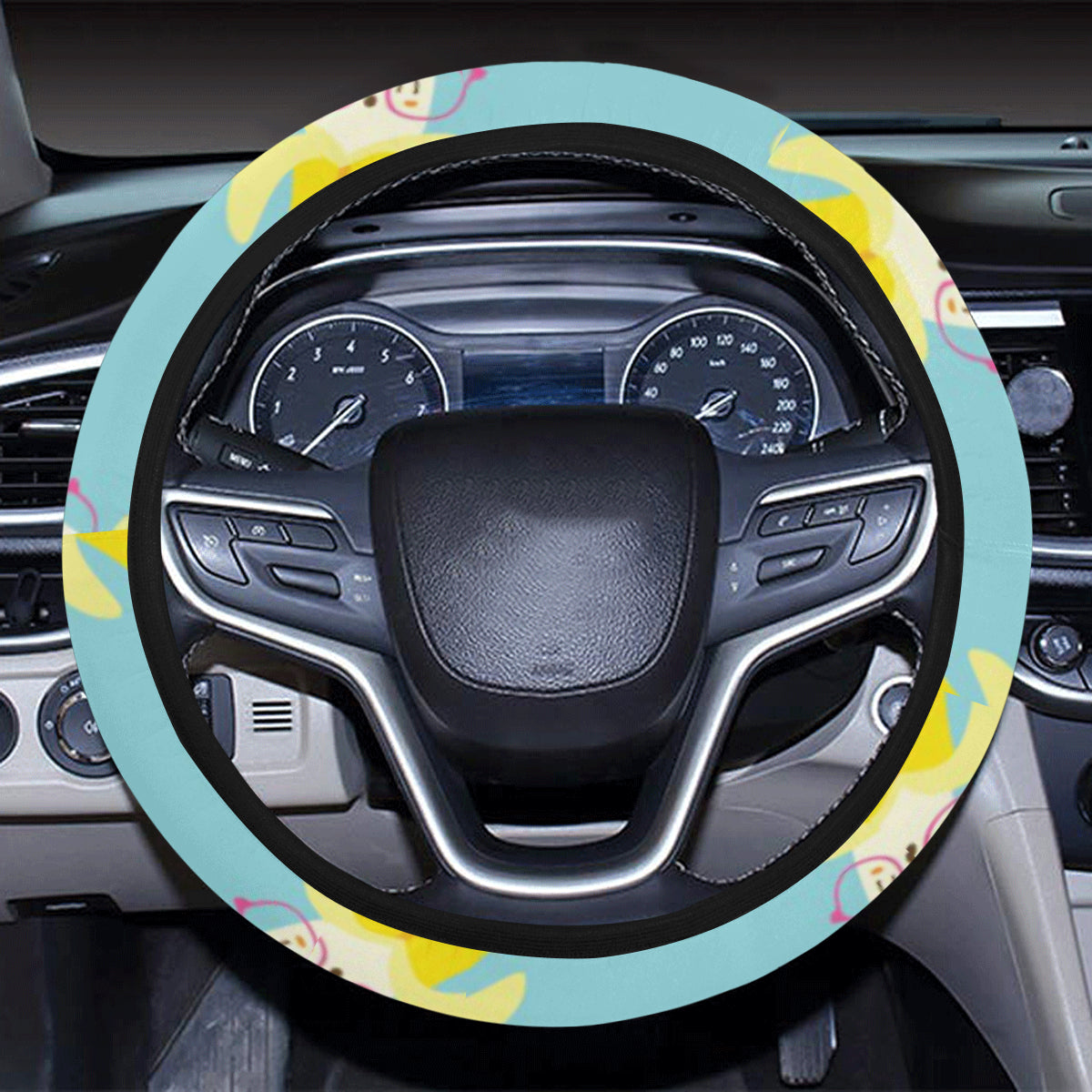 Banana Pattern Print Design BA07 Steering Wheel Cover with Elastic Edge